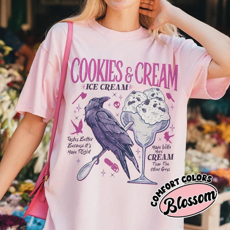 Cookies & Cream Ice Cream Graphic T-Shirt – Comfort Colors Pepper Unisex Vintage Tee