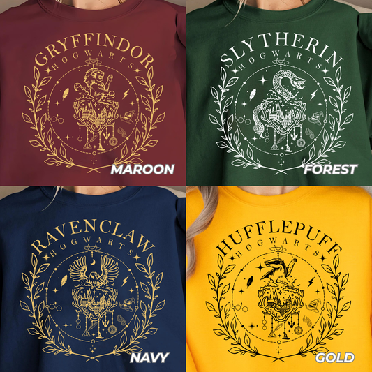 Hogwarts House Book Lover Shirt – Cozy Reader Fantasy Tee