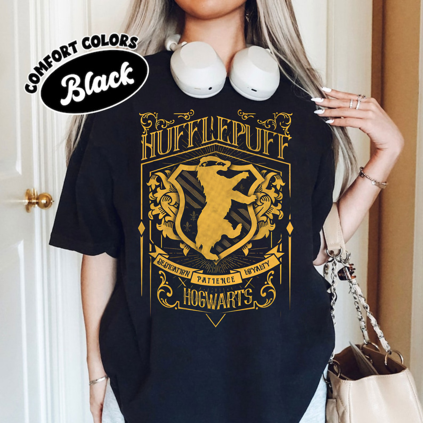 Hogwarts House T Shirt – Gryffindor Slytherin Ravenclaw Hufflepuff Tee | Vintage Wizard Crest