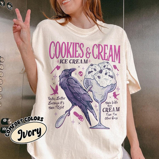 Cookies & Cream Ice Cream Graphic T-Shirt – Comfort Colors Pepper Unisex Vintage Tee