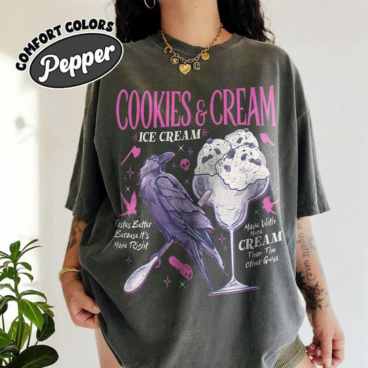 Cookies & Cream Ice Cream Graphic T-Shirt – Comfort Colors Pepper Unisex Vintage Tee